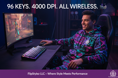 FREEWOLF M96™ Wireless Keyboard & Mouse Combo – Bluetooth 5.0 & 2.4G, Smart Screen, 96 Keys, RGB Backlit, Silent, PBT Keycaps, Multimedia Knob, X7 4000 DPI Mouse | FlipStylez LLC®