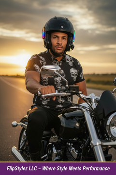 Y10 Motorcycle Bluetooth 5.3 Helmet Headset 🏍️ | Colorful LED Lights | IPX6 Waterproof | 30Hr Hands-Free | FlipStylez LLC®
