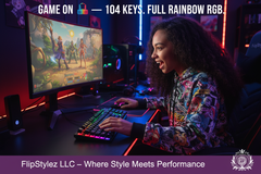 Kebidumei™ 104-Key Backlit Mechanical-Feel Wired Gaming Keyboard & Mouse Set – 3-Color Rainbow Backlit, Waterproof, Laser-Engraved Floating Keycaps, USB, PC & Laptop | FlipStylez LLC®