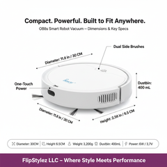🤖✨Oubao™ OB8s Smart Robot Vacuum Cleaner – 3-in-1 Sweep, Vacuum & Mop | One-Touch Operation | USB Charging | Black & White | 150+ sq m Coverage